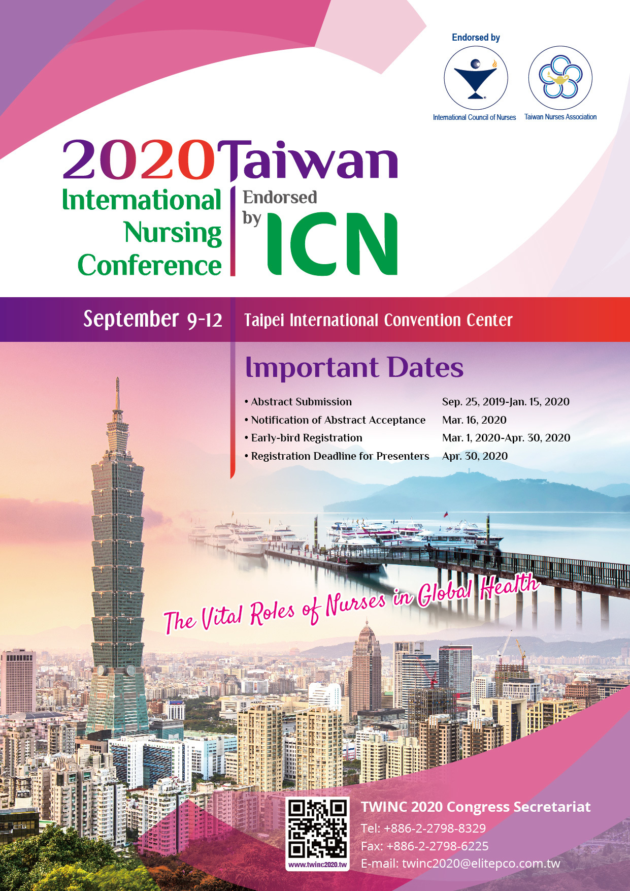 2020年9月9-12日『2020 臺灣國際護理研討會』(護理師在全球健康的關鍵角色)